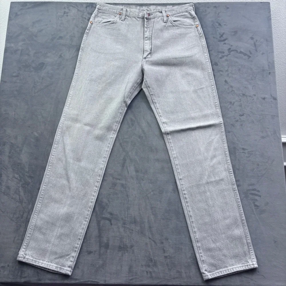 Wrangler 13MWZPG Cowboy Cut Jeans Mens 36x36 Gray Straight Leg Denim Made in USA